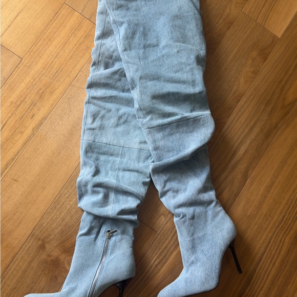 Zara denim over knee boots . Brand new. - Picture 1 of 9